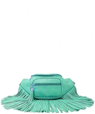 Designer Chic Fringe Waist Bag KL088 TURQUIOSE
